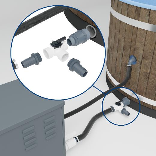 Outlet kit between the filter and hot tub