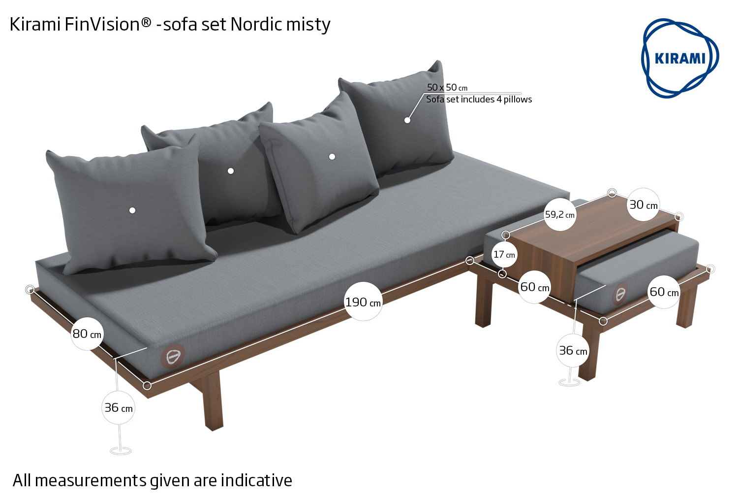 Kirami FinVision® -sofa set Nordic misty