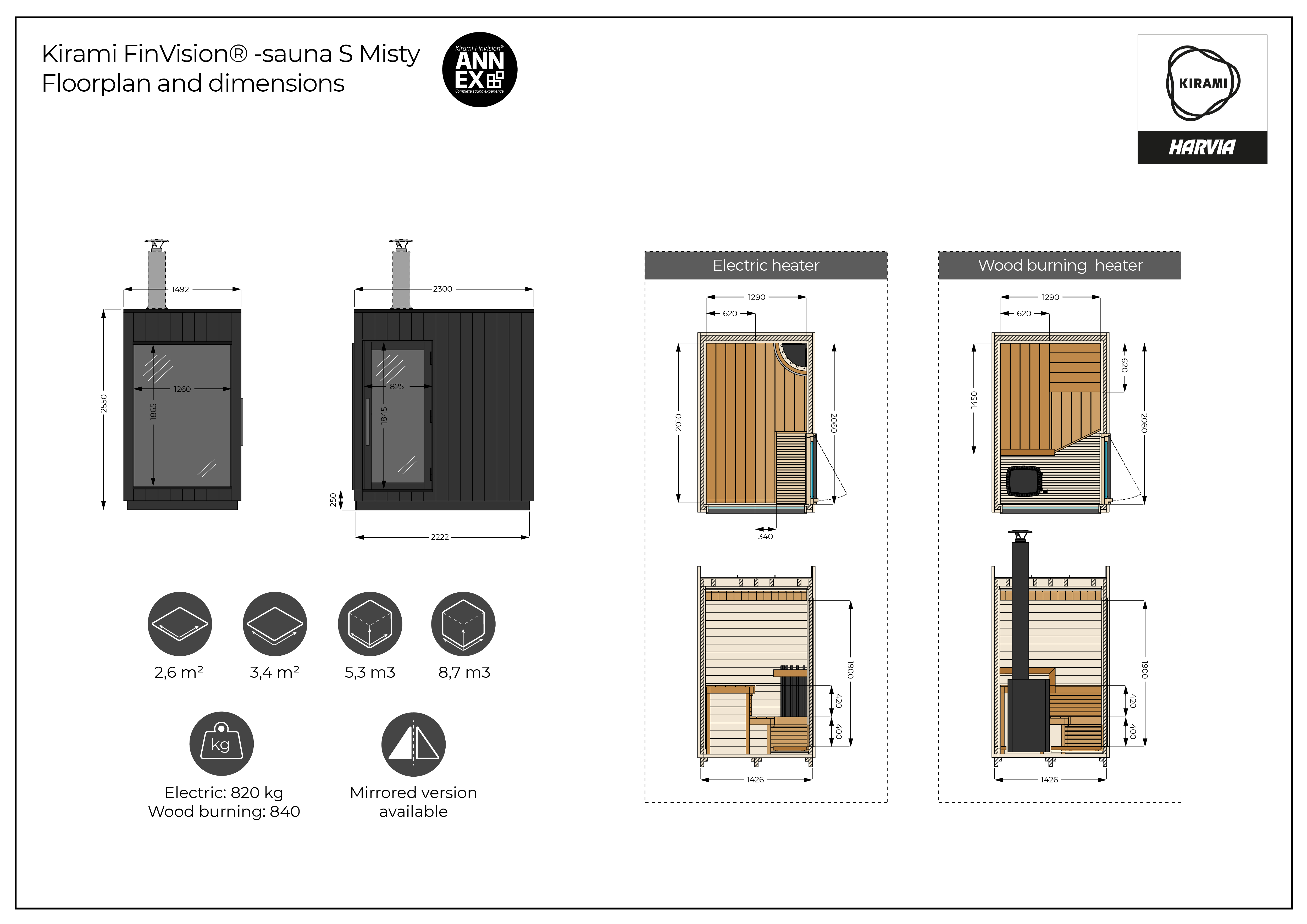 Sauna S Misty_Floorplan-and-Dimensions