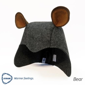 Kirami Tubhat Bear (Adults) - Grey bathing hat with brown ears. 