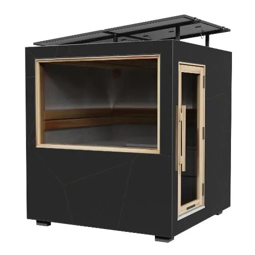 Kirami FinVision® -sauna M Zero (Right) GlowBlack-CoralWhite, Delta 3,6 kW, Off-grid solar system
