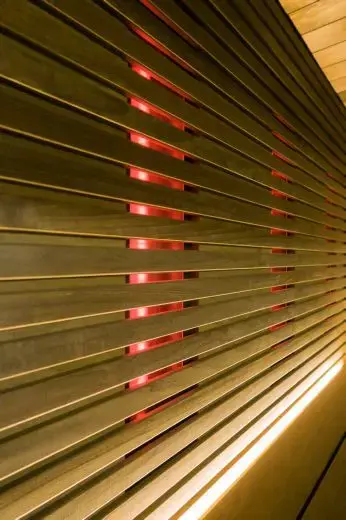 Soft light and soothing heat – Kirami FinVision® sauna M Misty with infrared | Outdoor sauna