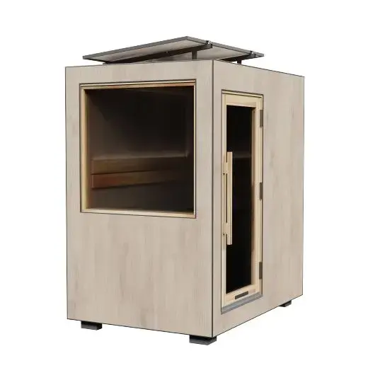 Kirami FinVision® -sauna S Zero (Right), Oak-Oak, Delta 2,3 kW, Off-grid solar system